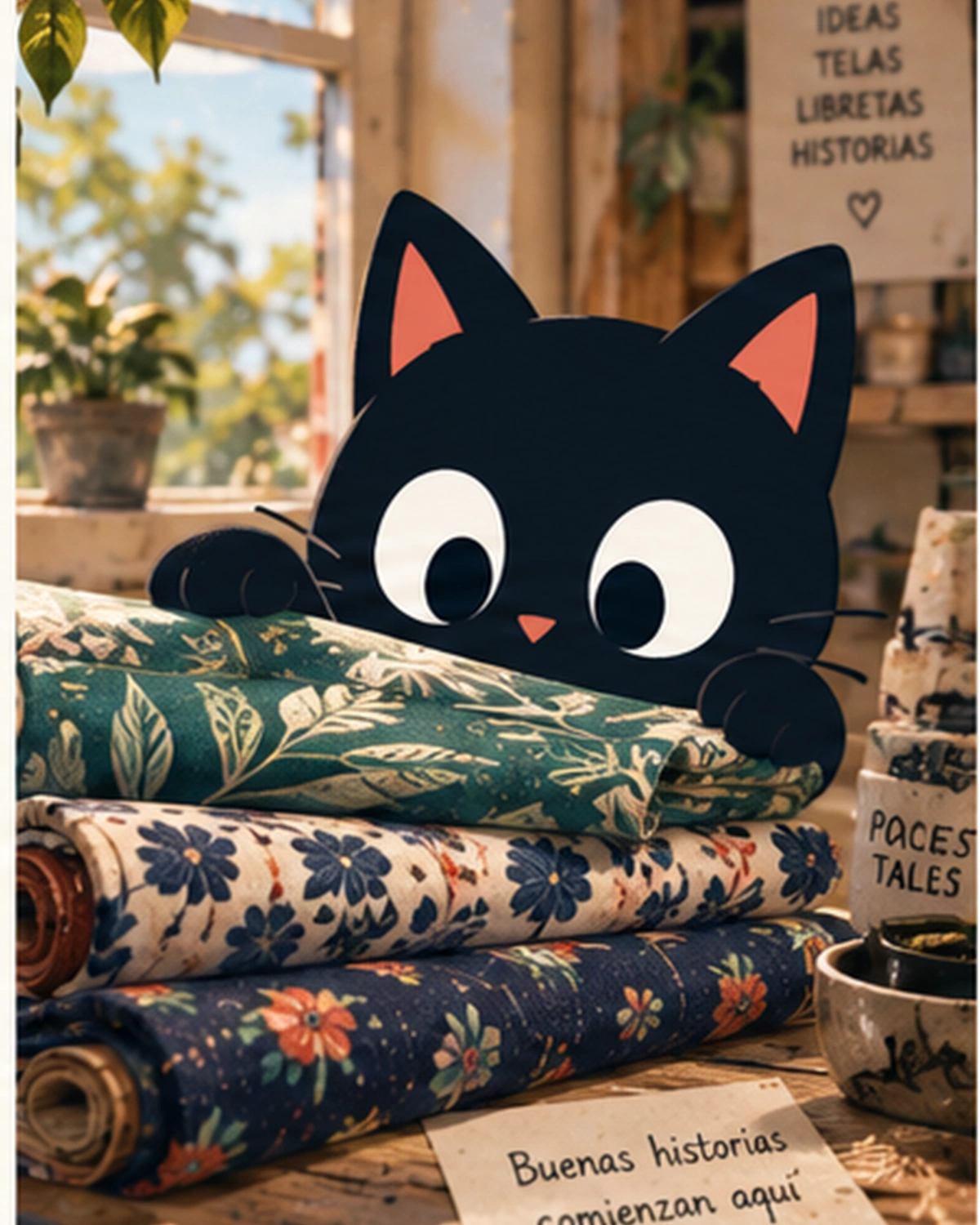 Salem elige la tela para una nueva libreta