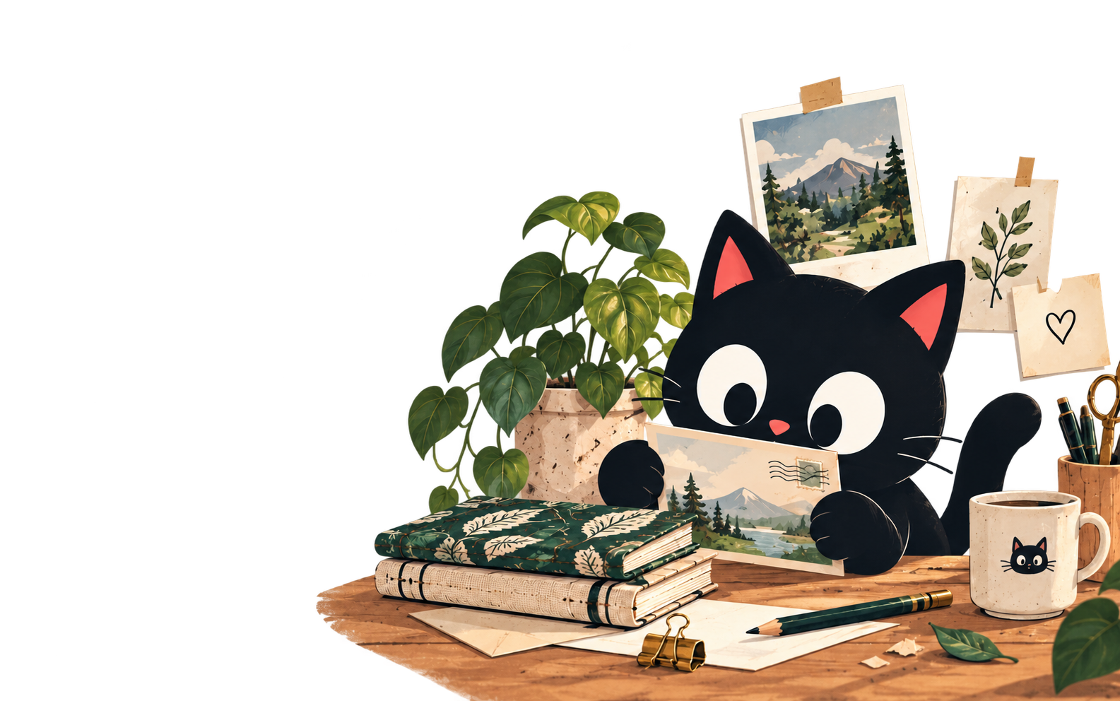 Salem prepara una carta junto a las libretas de su taller